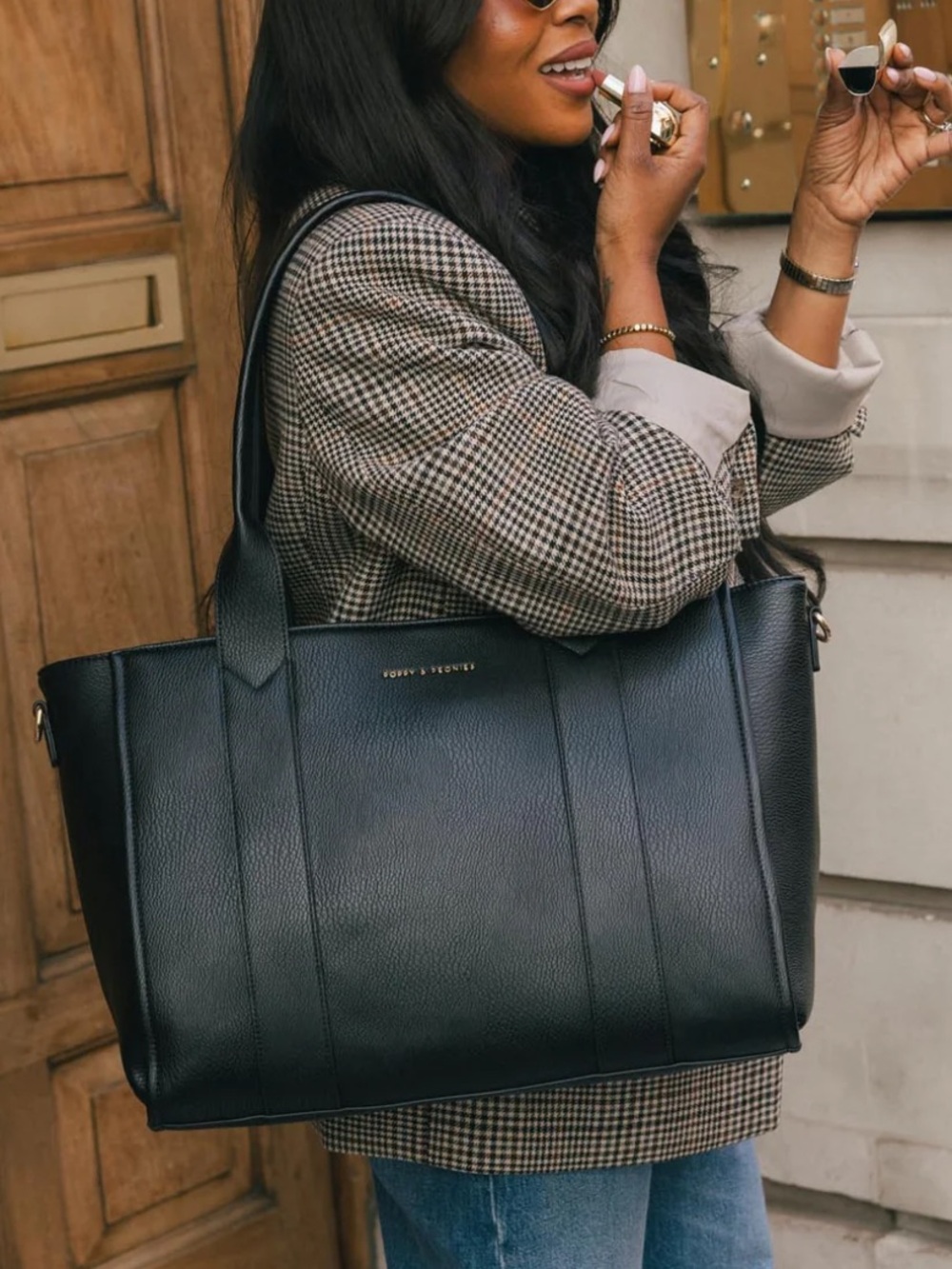 Poppy & Peonies Multitasker leather tote bag